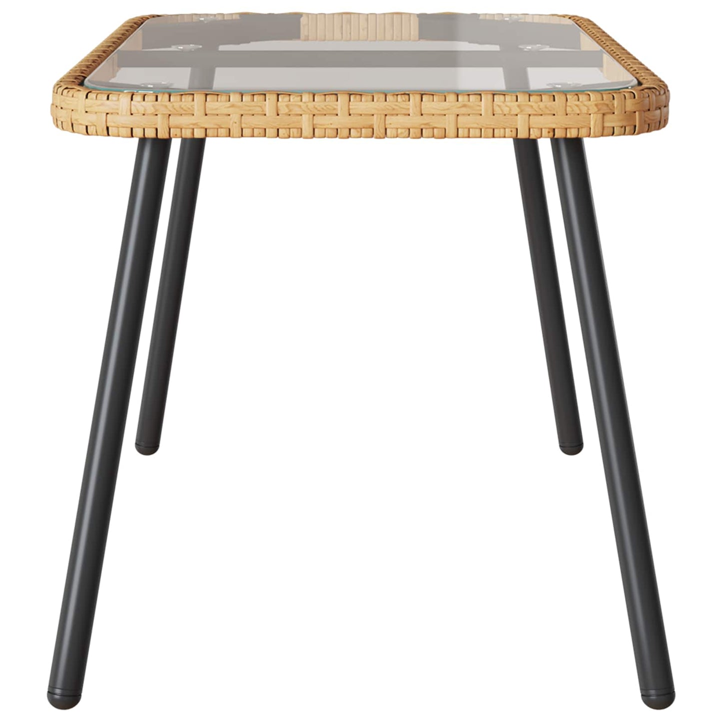 Salontafel Bruin en zwart 90 x 45 x 43 cm Poly Rattan en glas