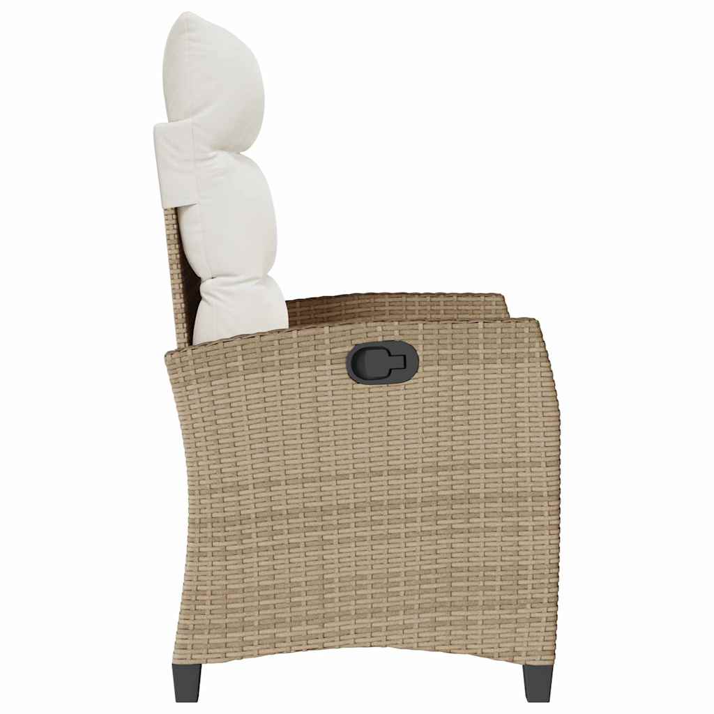 Verstelbare tuinstoel met bijzettafel poly rattan beige is nu te koop bij PeponiXL, paradijselijk wonen!