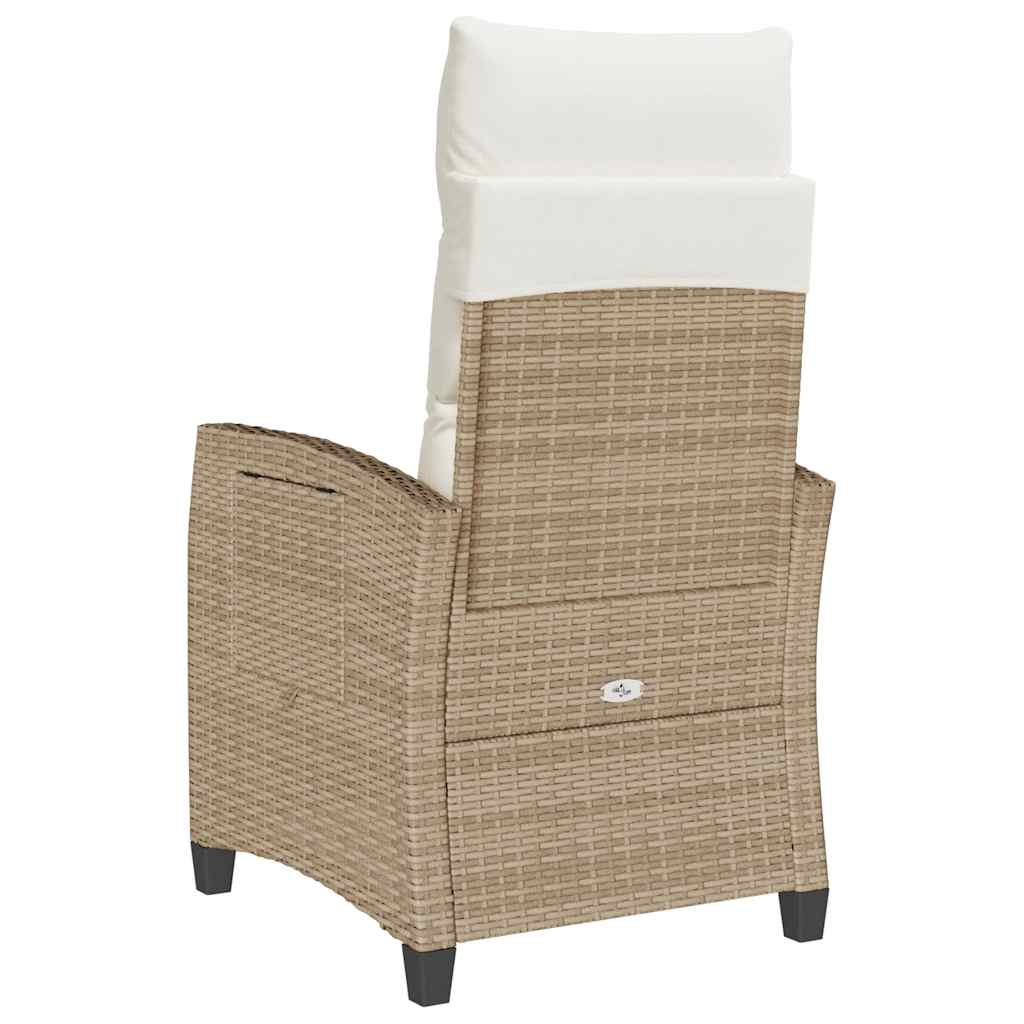 Verstelbare tuinstoel met bijzettafel poly rattan beige is nu te koop bij PeponiXL, paradijselijk wonen!
