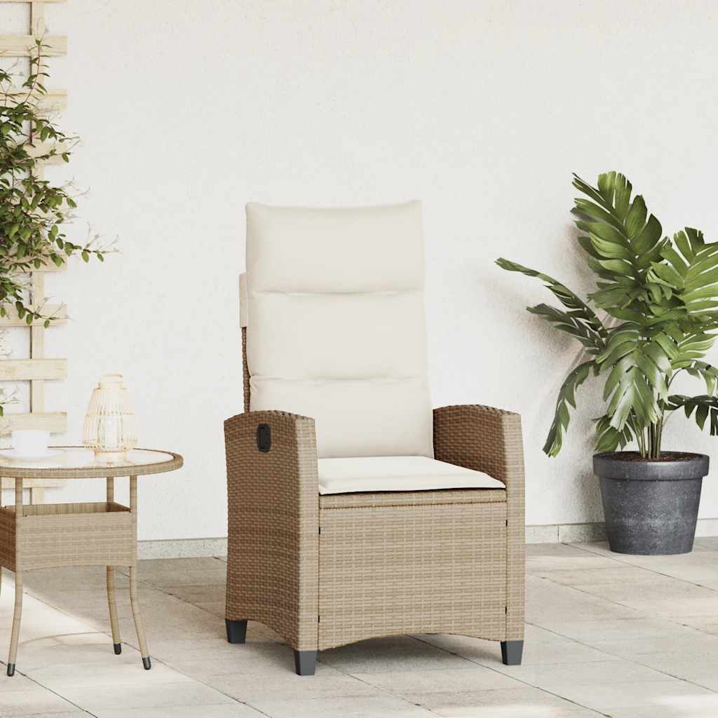 Verstelbare tuinstoel met bijzettafel poly rattan beige is nu te koop bij PeponiXL, paradijselijk wonen!