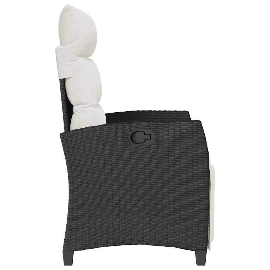 Verstelbare tuinstoel met bijzettafel poly rattan zwart is nu te koop bij PeponiXL, paradijselijk wonen!