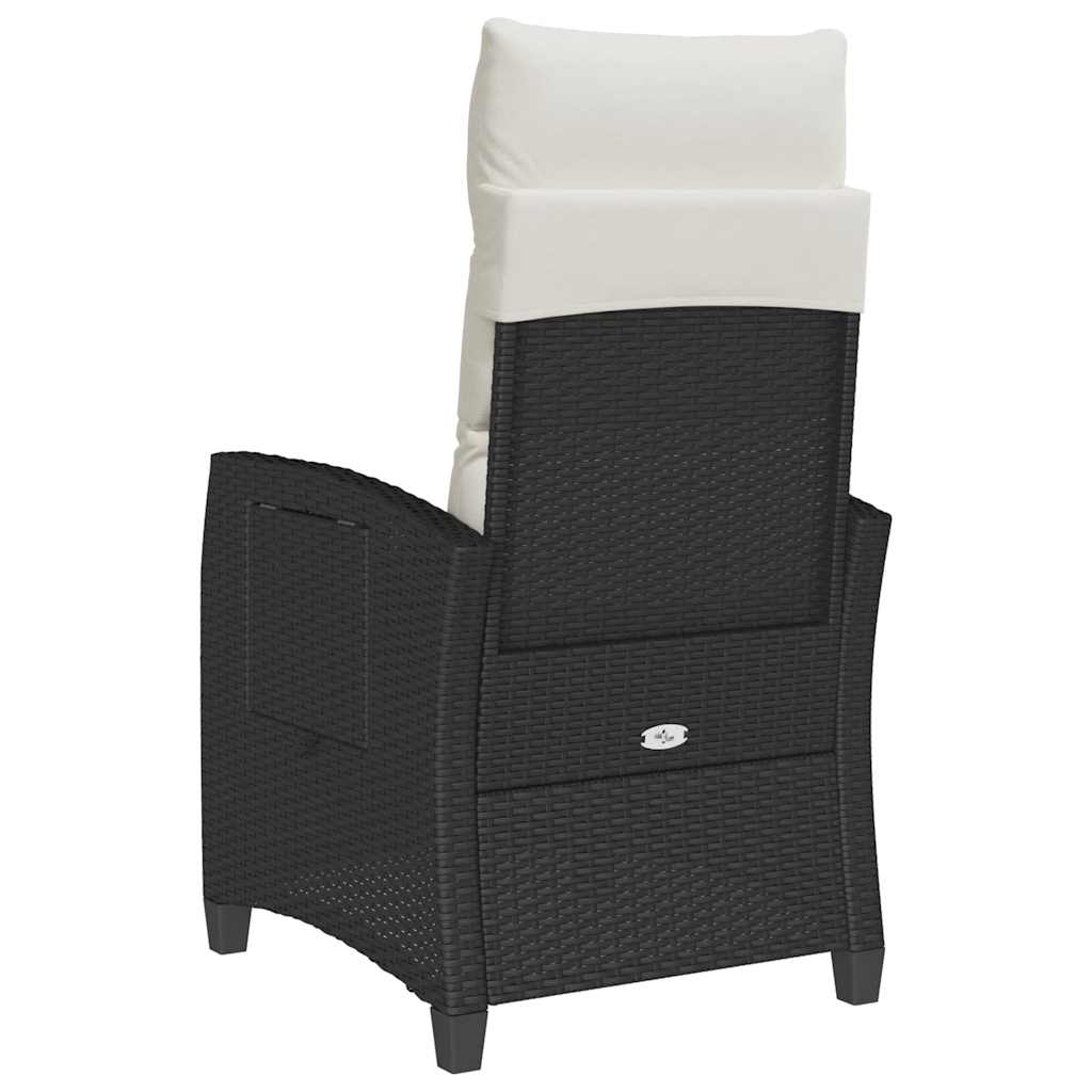 Verstelbare tuinstoel met bijzettafel poly rattan zwart is nu te koop bij PeponiXL, paradijselijk wonen!