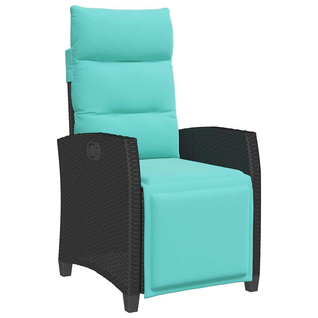 Verstelbare tuinstoel met bijzettafel poly rattan zwart is nu te koop bij PeponiXL, paradijselijk wonen!