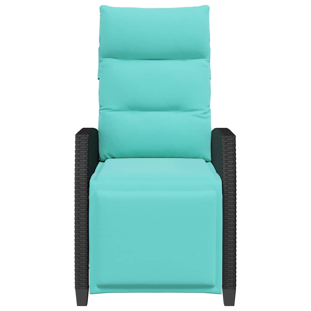 Verstelbare tuinstoel met bijzettafel poly rattan zwart is nu te koop bij PeponiXL, paradijselijk wonen!