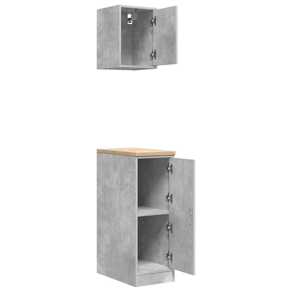 Garagekasten 2 st bewerkt hout betongrijs is nu te koop bij PeponiXL, paradijselijk wonen!