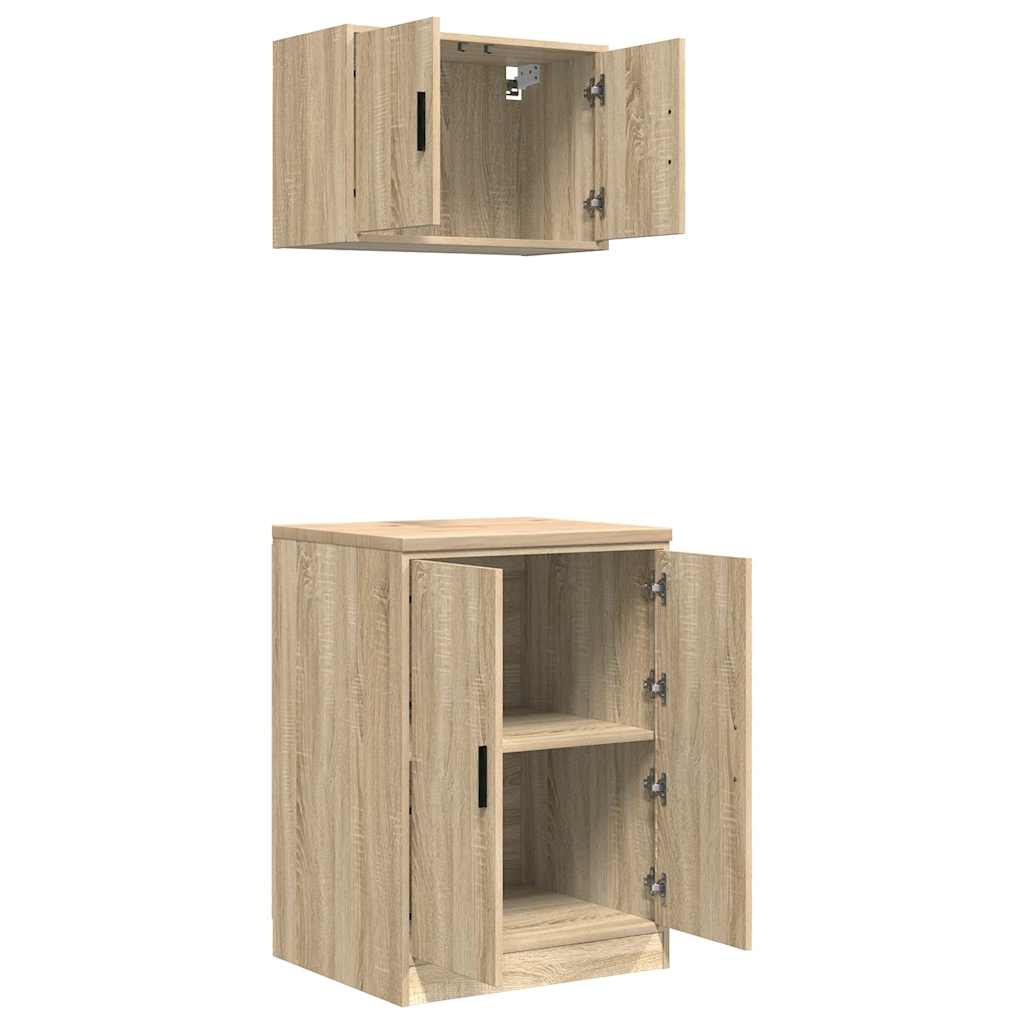 Garagekasten 2 st Spaanplaat Sonoma eikenkleurig is nu te koop bij PeponiXL, paradijselijk wonen!
