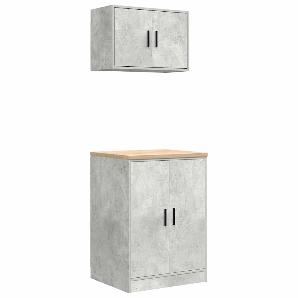 Garagekasten 2 st bewerkt hout betongrijs is nu te koop bij PeponiXL, paradijselijk wonen!
