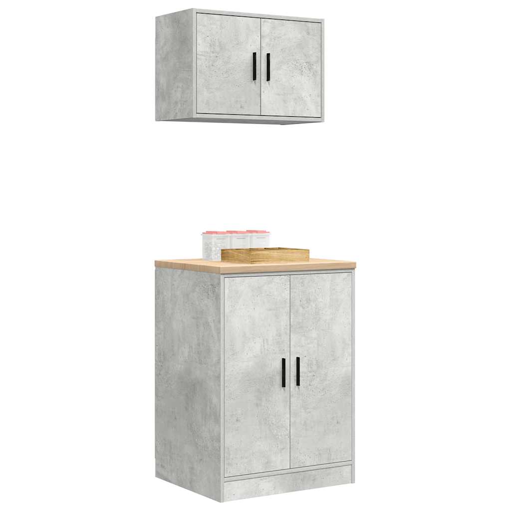Garagekasten 2 st bewerkt hout betongrijs is nu te koop bij PeponiXL, paradijselijk wonen!