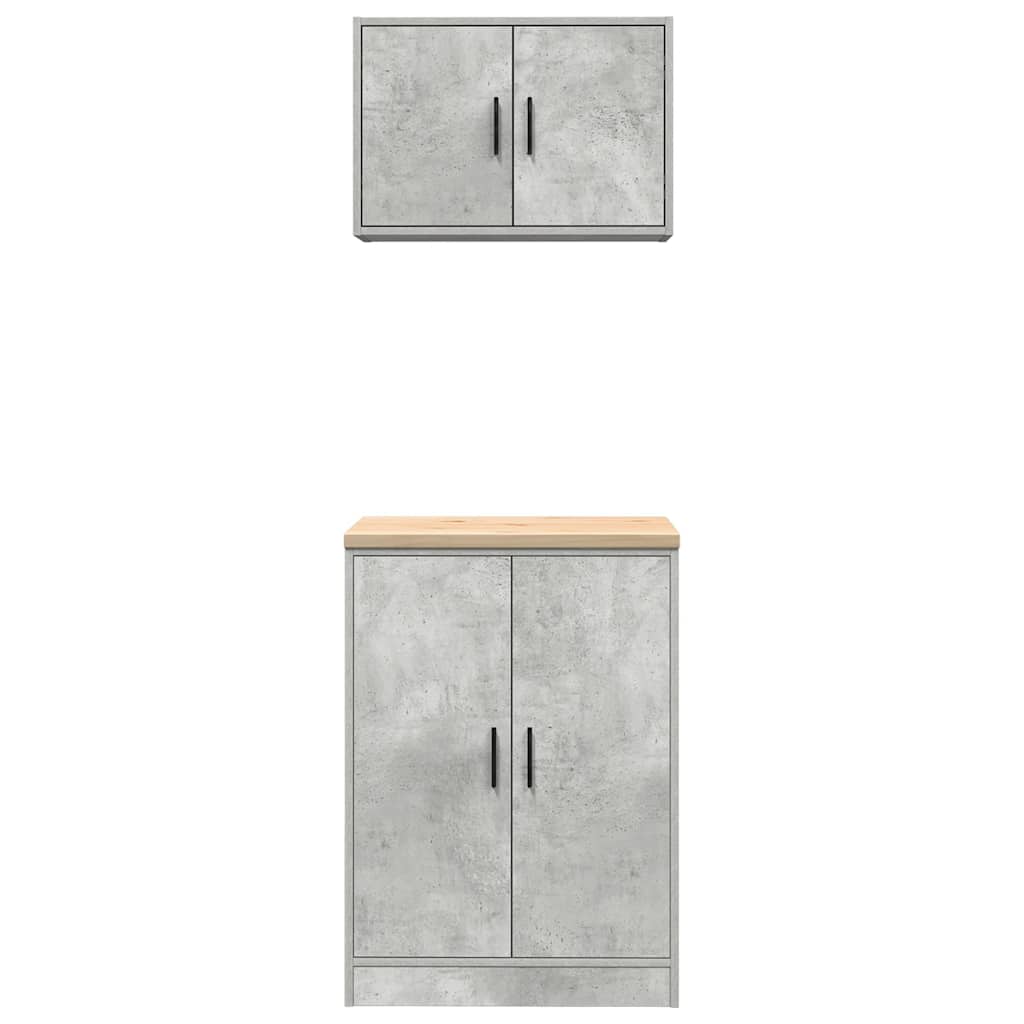 Garagekasten 2 st bewerkt hout betongrijs is nu te koop bij PeponiXL, paradijselijk wonen!