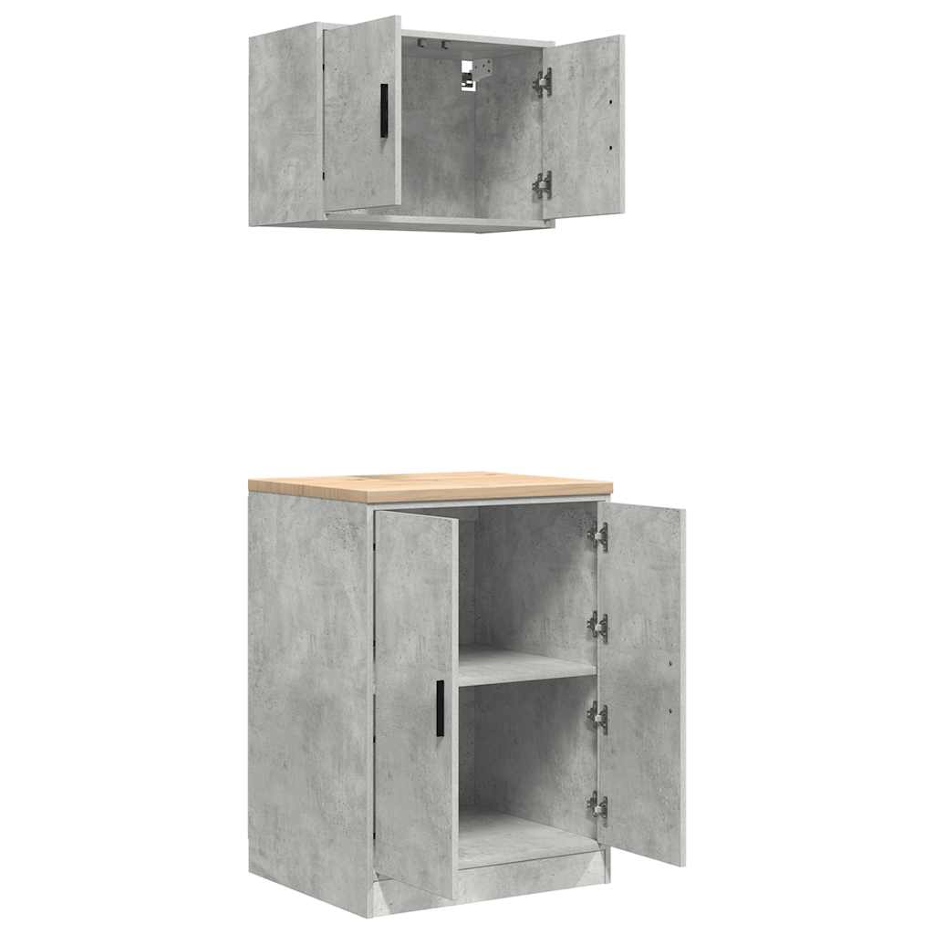 Garagekasten 2 st bewerkt hout betongrijs is nu te koop bij PeponiXL, paradijselijk wonen!