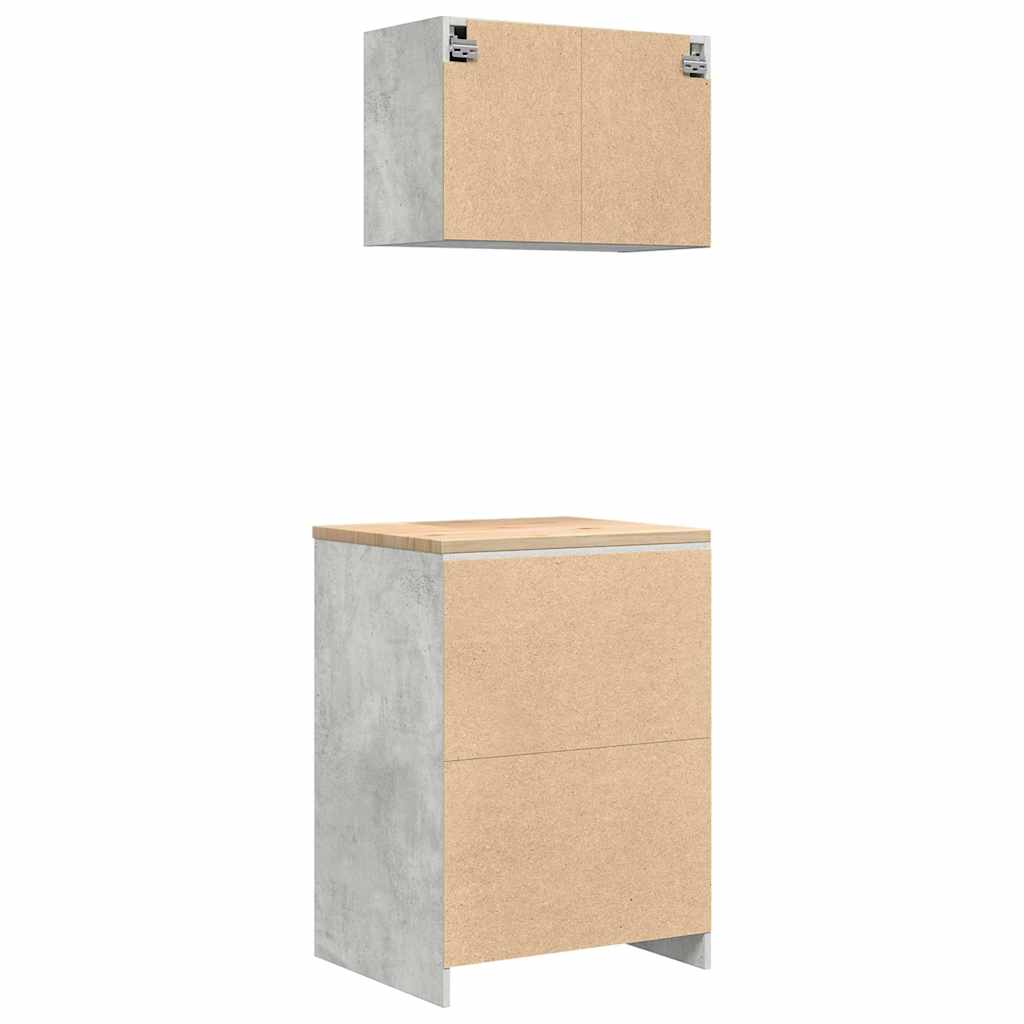 Garagekasten 2 st bewerkt hout betongrijs is nu te koop bij PeponiXL, paradijselijk wonen!