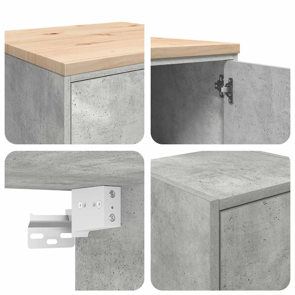 Garagekasten 2 st bewerkt hout betongrijs is nu te koop bij PeponiXL, paradijselijk wonen!