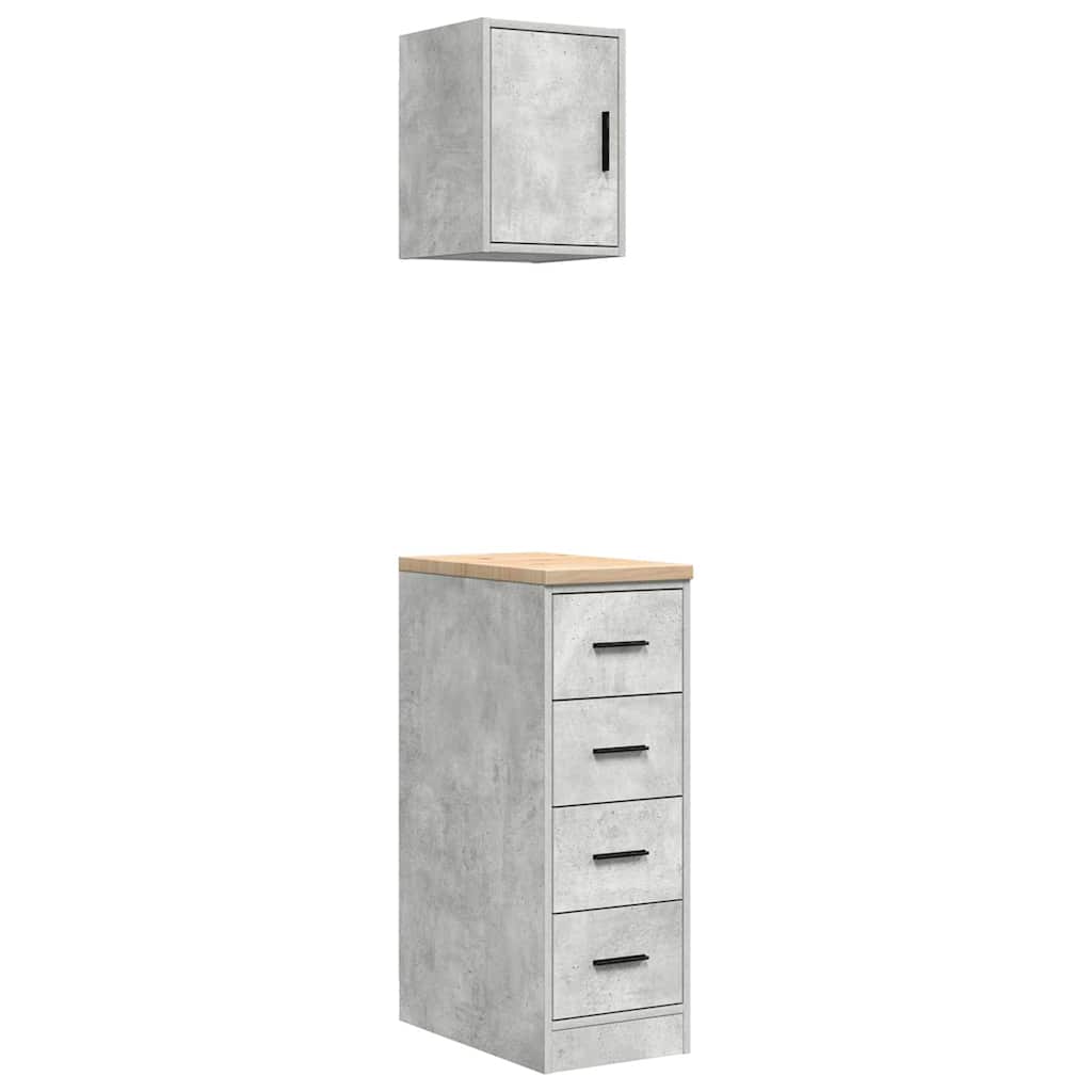 Garagekasten 2 st bewerkt hout betongrijs is nu te koop bij PeponiXL, paradijselijk wonen!