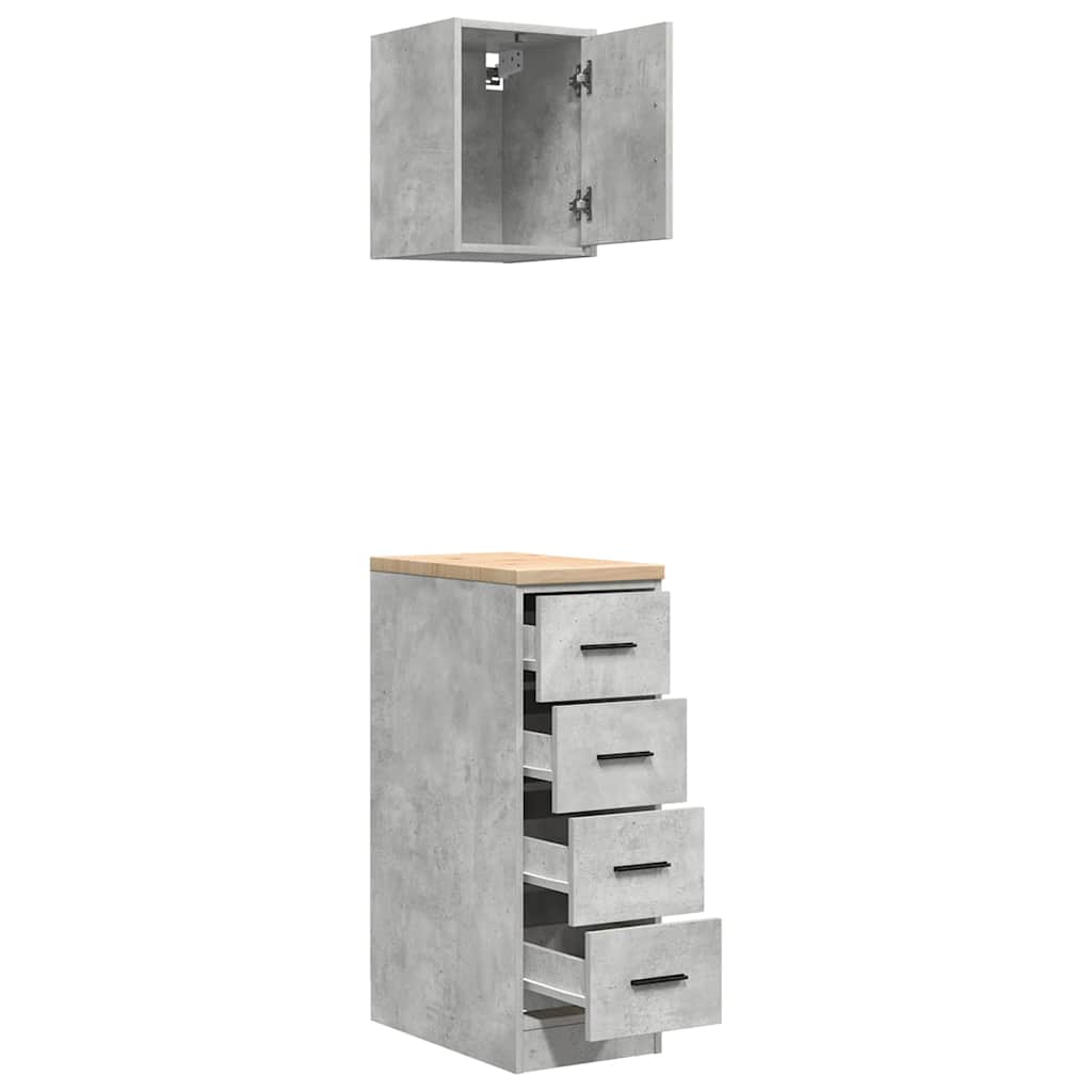 Garagekasten 2 st bewerkt hout betongrijs is nu te koop bij PeponiXL, paradijselijk wonen!
