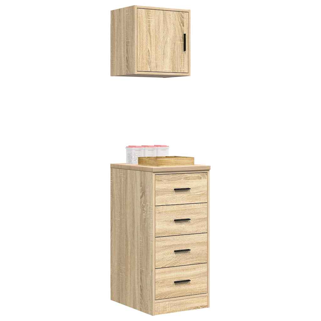 Garagekasten 2 st Spaanplaat Sonoma eikenkleurig is nu te koop bij PeponiXL, paradijselijk wonen!