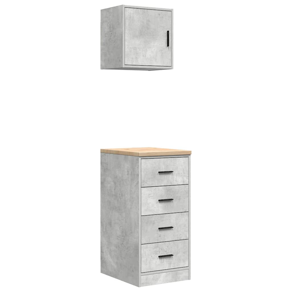 Garagekasten 2 st bewerkt hout betongrijs is nu te koop bij PeponiXL, paradijselijk wonen!