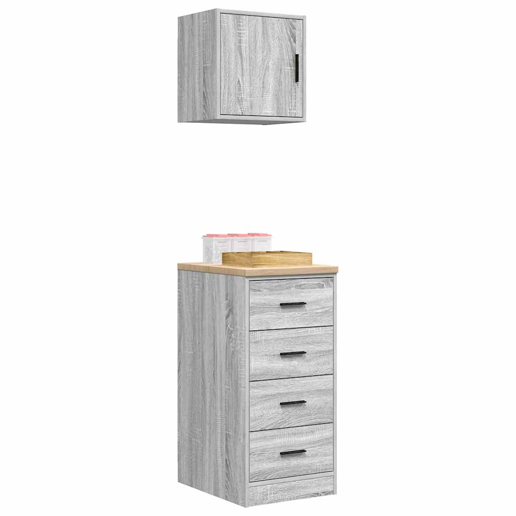 Garagekasten 2 st bewerkt hout betongrijs is nu te koop bij PeponiXL, paradijselijk wonen!