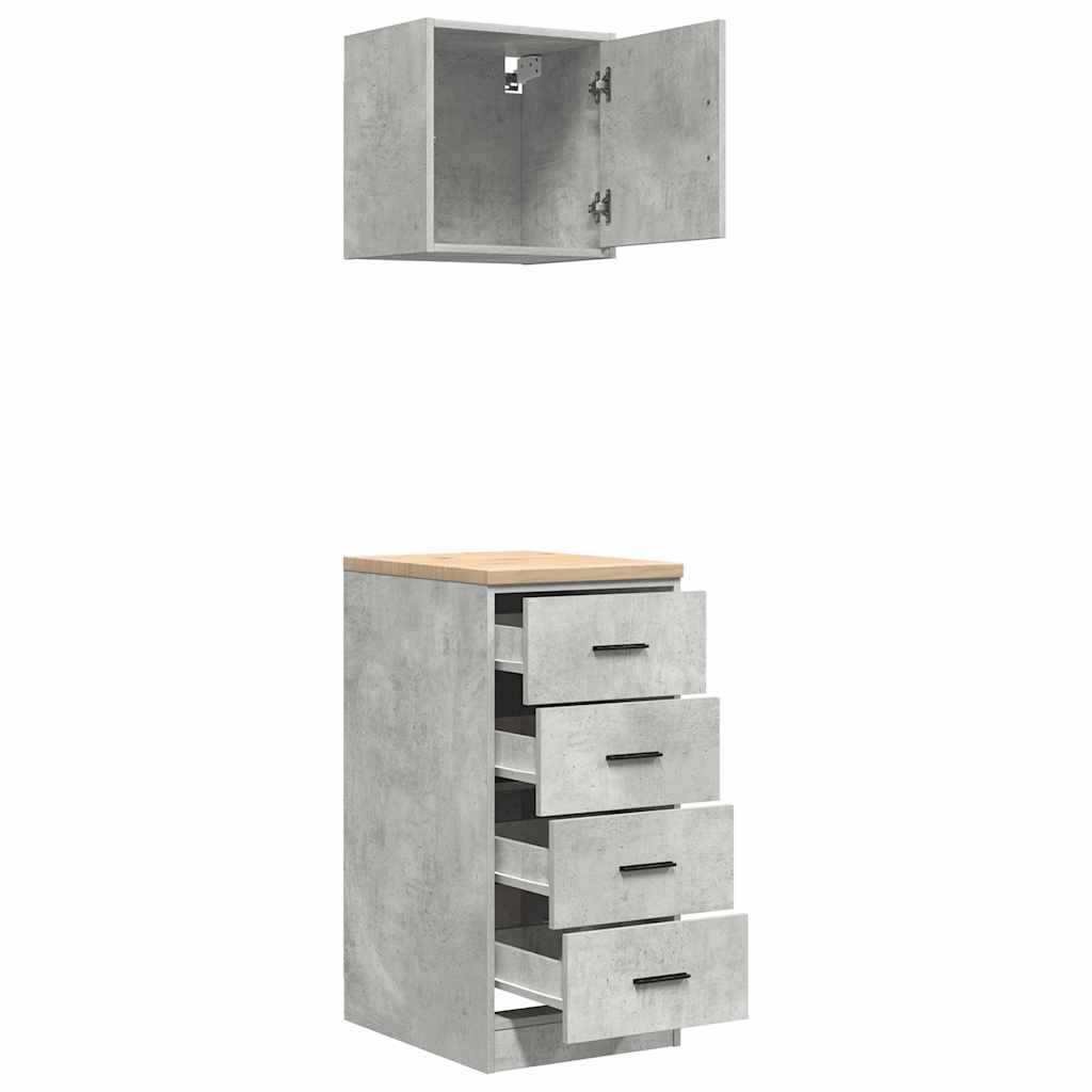 Garagekasten 2 st bewerkt hout betongrijs is nu te koop bij PeponiXL, paradijselijk wonen!