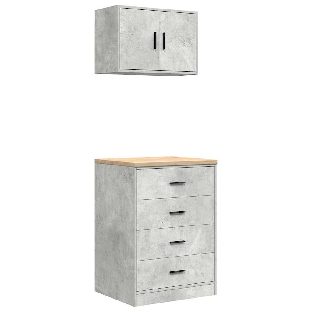 Garagekasten 2 st bewerkt hout betongrijs is nu te koop bij PeponiXL, paradijselijk wonen!