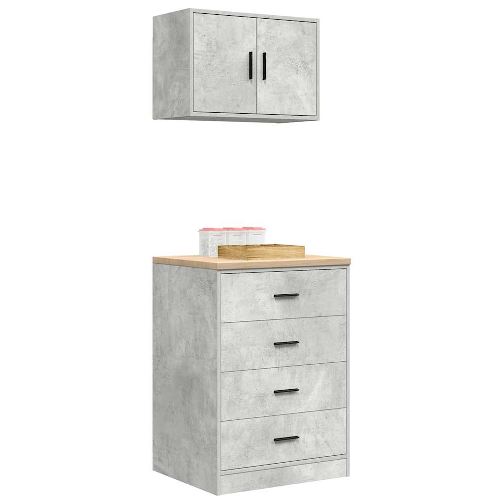 Garagekasten 2 st bewerkt hout betongrijs is nu te koop bij PeponiXL, paradijselijk wonen!