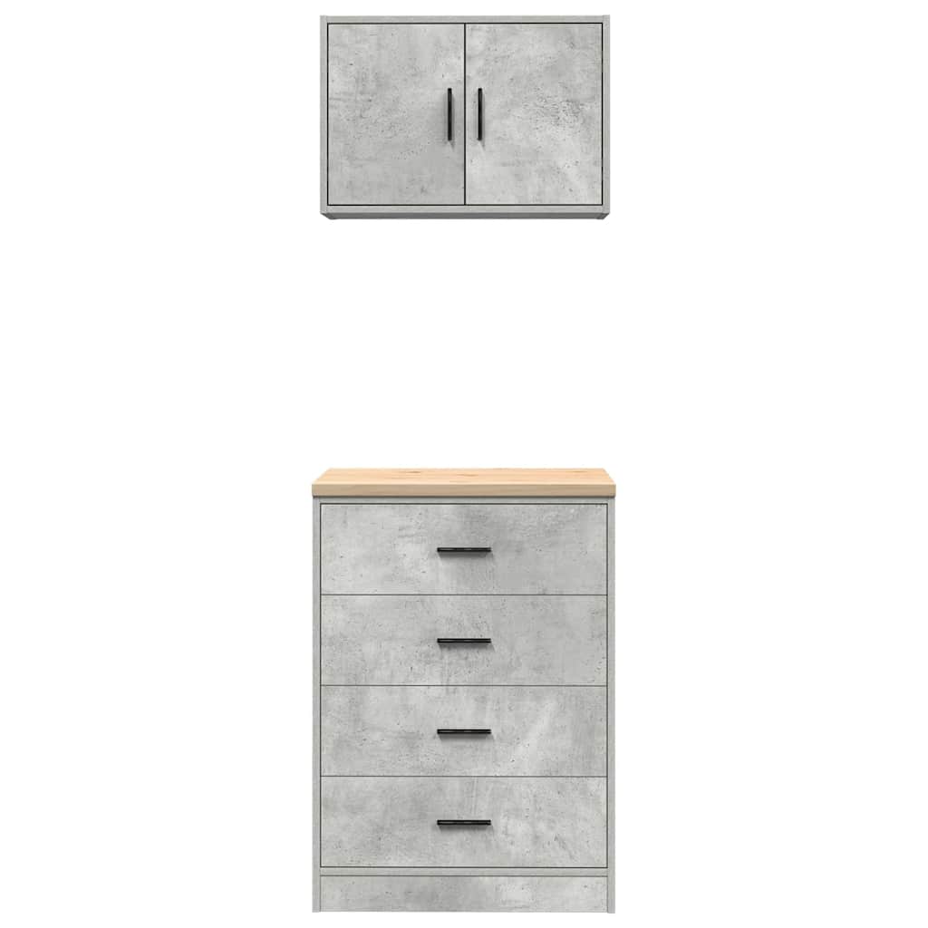 Garagekasten 2 st bewerkt hout betongrijs is nu te koop bij PeponiXL, paradijselijk wonen!