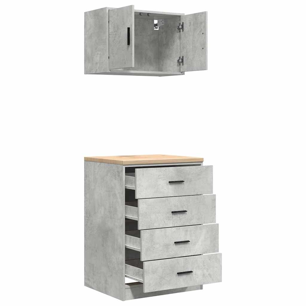 Garagekasten 2 st bewerkt hout betongrijs is nu te koop bij PeponiXL, paradijselijk wonen!