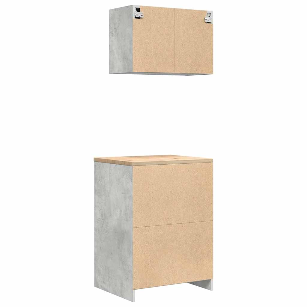 Garagekasten 2 st bewerkt hout betongrijs is nu te koop bij PeponiXL, paradijselijk wonen!