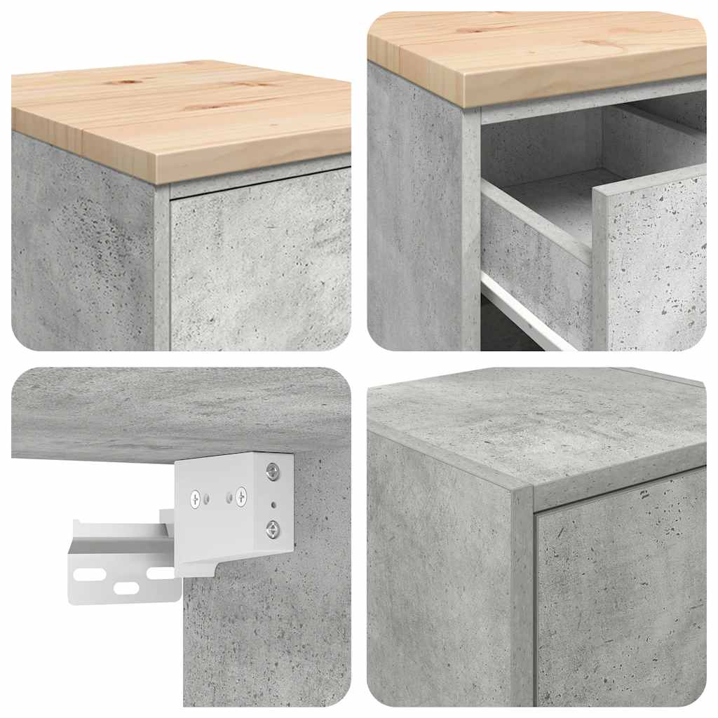 Garagekasten 2 st bewerkt hout betongrijs is nu te koop bij PeponiXL, paradijselijk wonen!