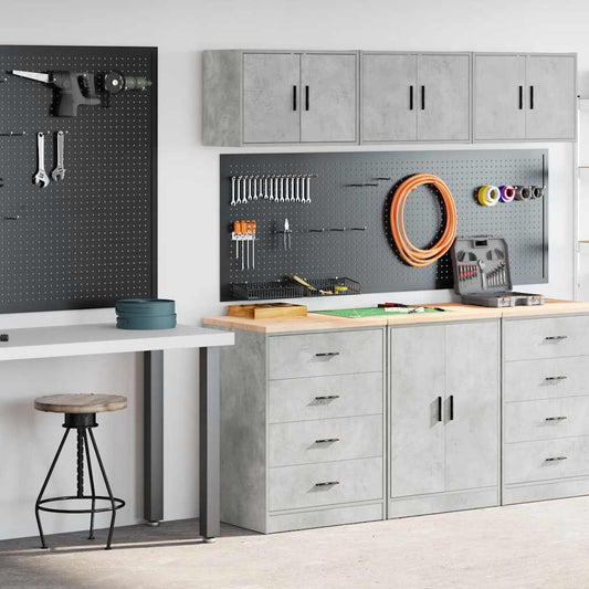 Garagekasten 2 st bewerkt hout betongrijs is nu te koop bij PeponiXL, paradijselijk wonen!
