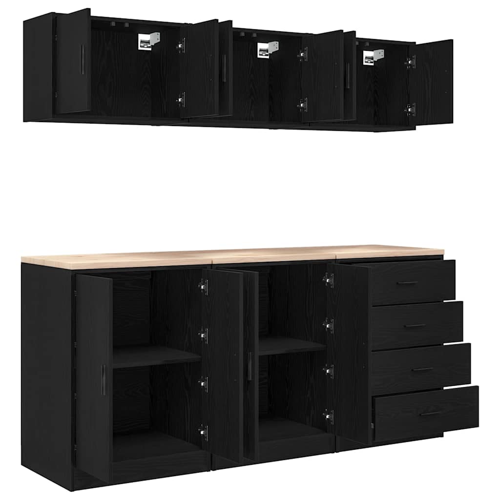 Garagekasten 6 st spaanplaat zwart is nu te koop bij PeponiXL, paradijselijk wonen!