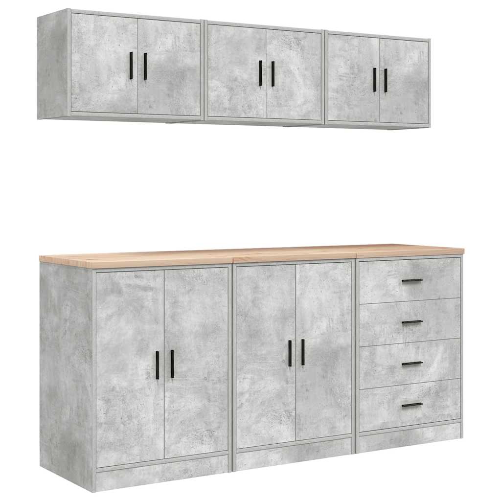 Garagekasten 6 st bewerkt hout betongrijs is nu te koop bij PeponiXL, paradijselijk wonen!