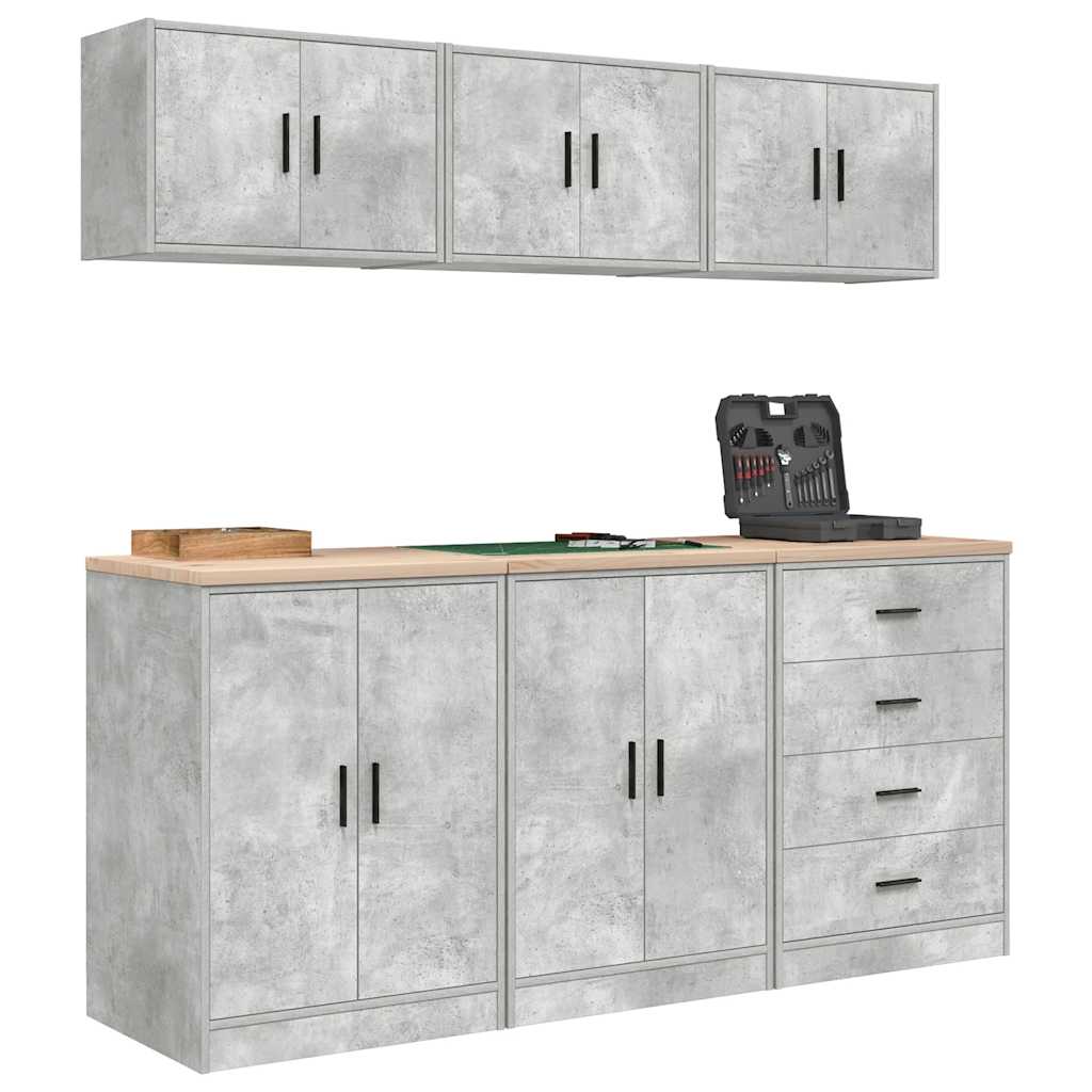 Garagekasten 6 st bewerkt hout betongrijs is nu te koop bij PeponiXL, paradijselijk wonen!