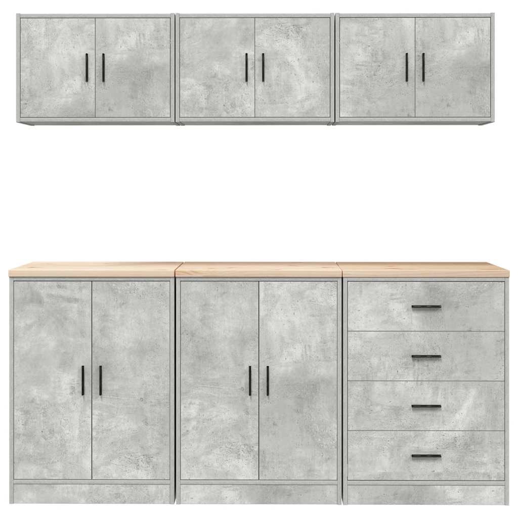 Garagekasten 6 st bewerkt hout betongrijs is nu te koop bij PeponiXL, paradijselijk wonen!