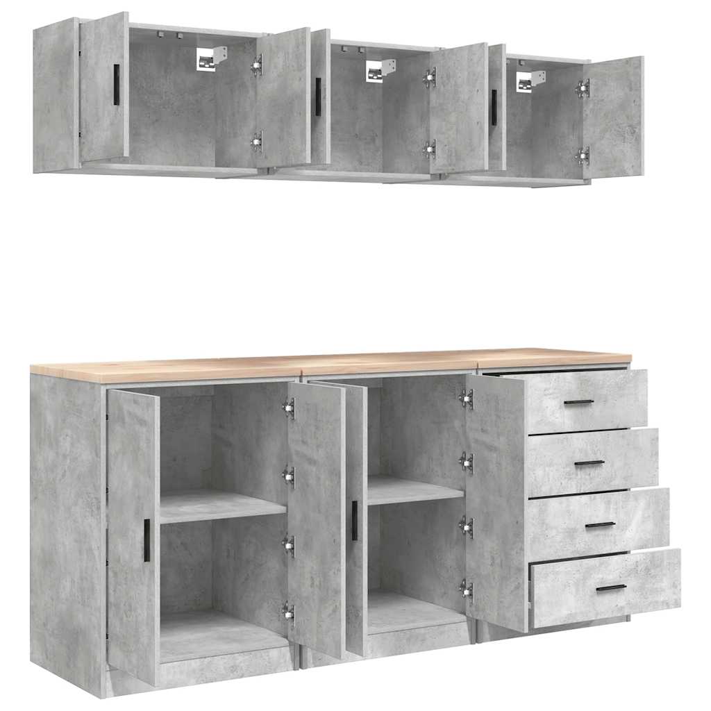 Garagekasten 6 st bewerkt hout betongrijs is nu te koop bij PeponiXL, paradijselijk wonen!