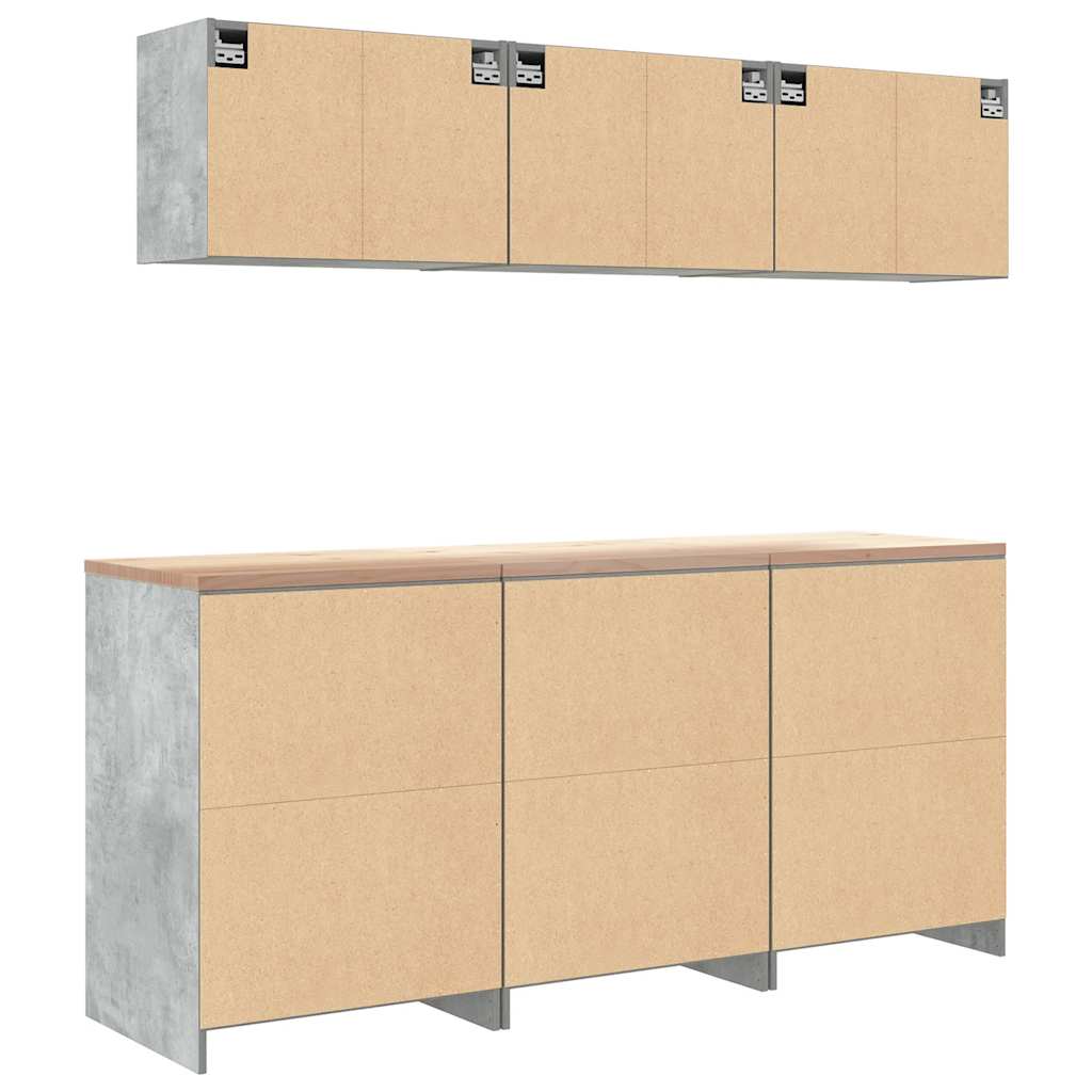 Garagekasten 6 st bewerkt hout betongrijs is nu te koop bij PeponiXL, paradijselijk wonen!