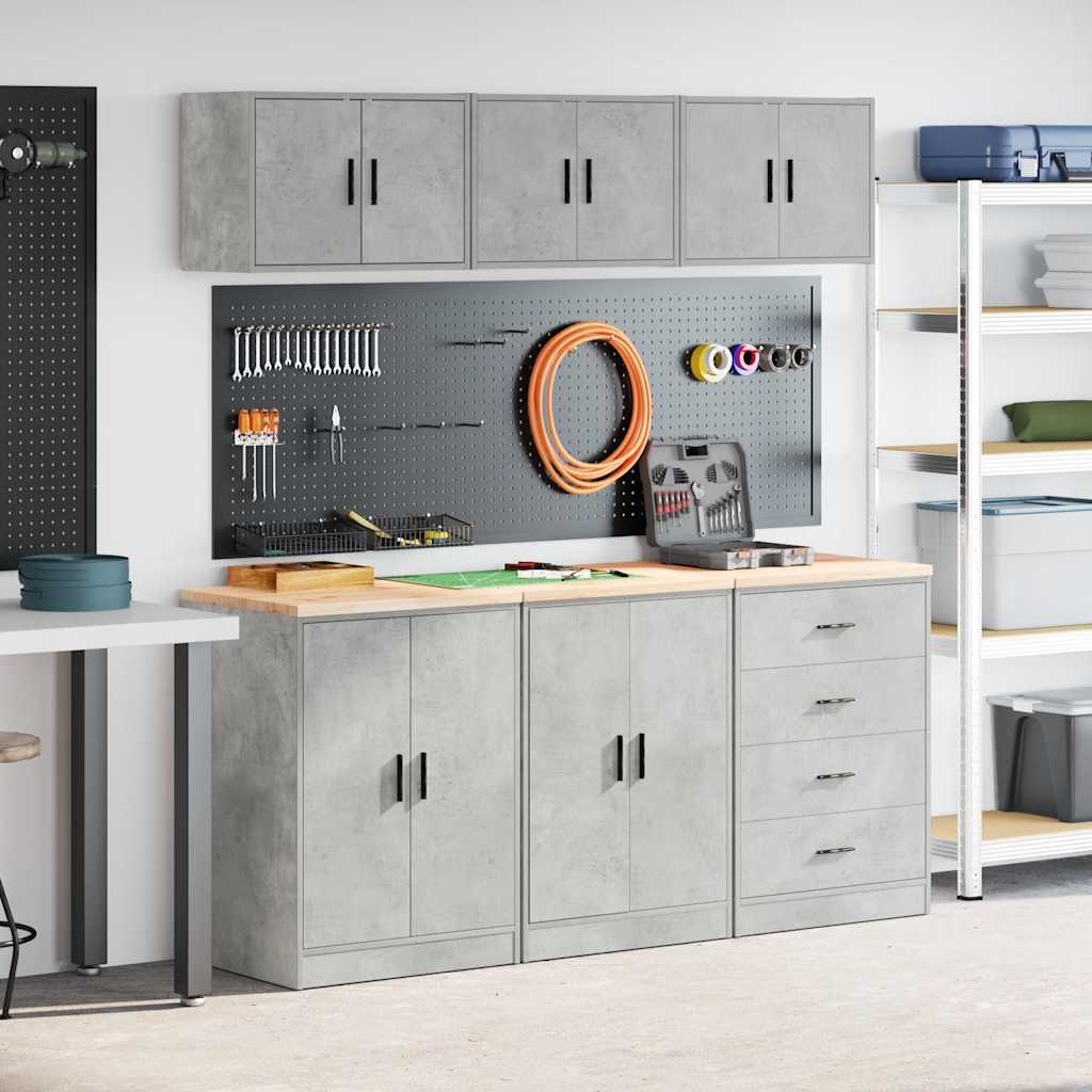 Garagekasten 6 st bewerkt hout betongrijs is nu te koop bij PeponiXL, paradijselijk wonen!
