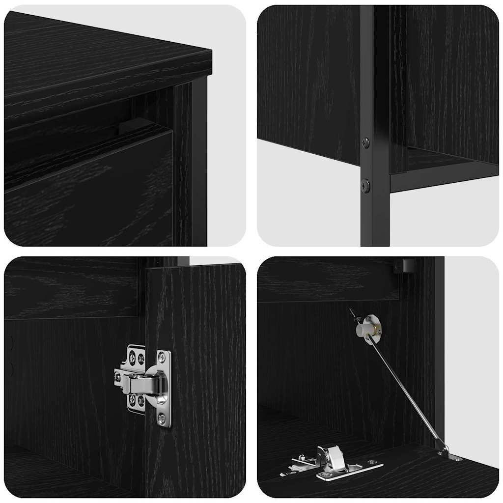 Badkamermeubelset met lade 3 pcs Zwart Eiken Bewerkt hout is nu te koop bij PeponiXL, paradijselijk wonen!