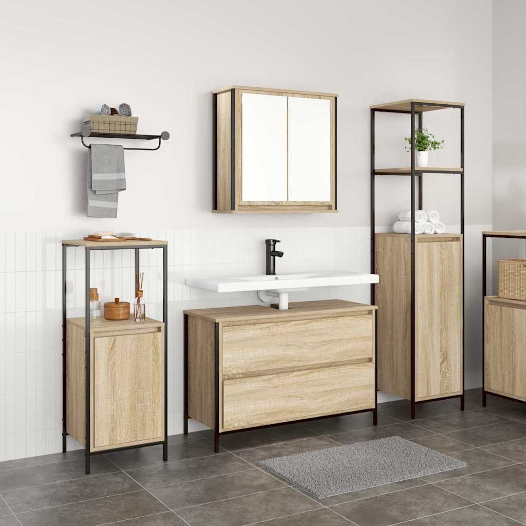 Badkamermeubelset met lade 3 pcs Sonoma Eiken Bewerkt hout is nu te koop bij PeponiXL, paradijselijk wonen!