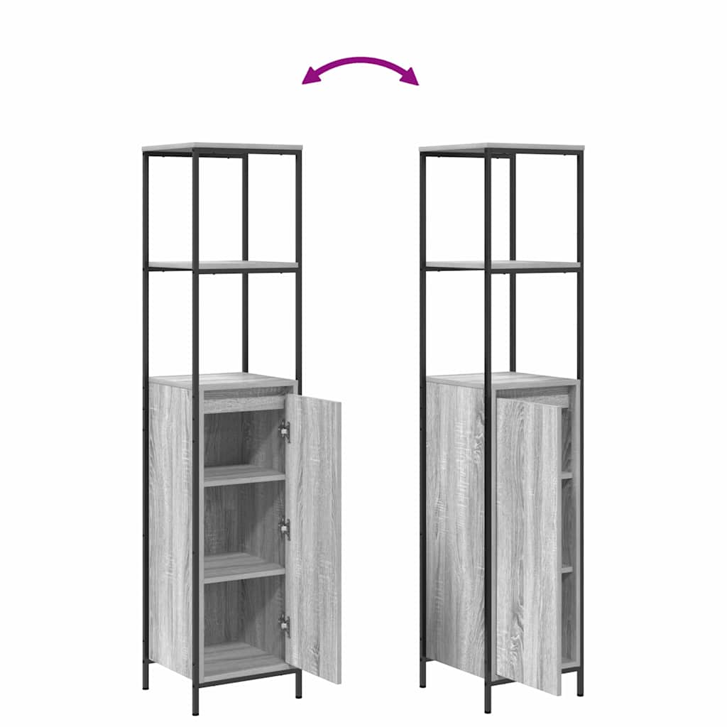 Badkamermeubelset met lade 3 pcs Grijs Sonoma Bewerkt hout is nu te koop bij PeponiXL, paradijselijk wonen!