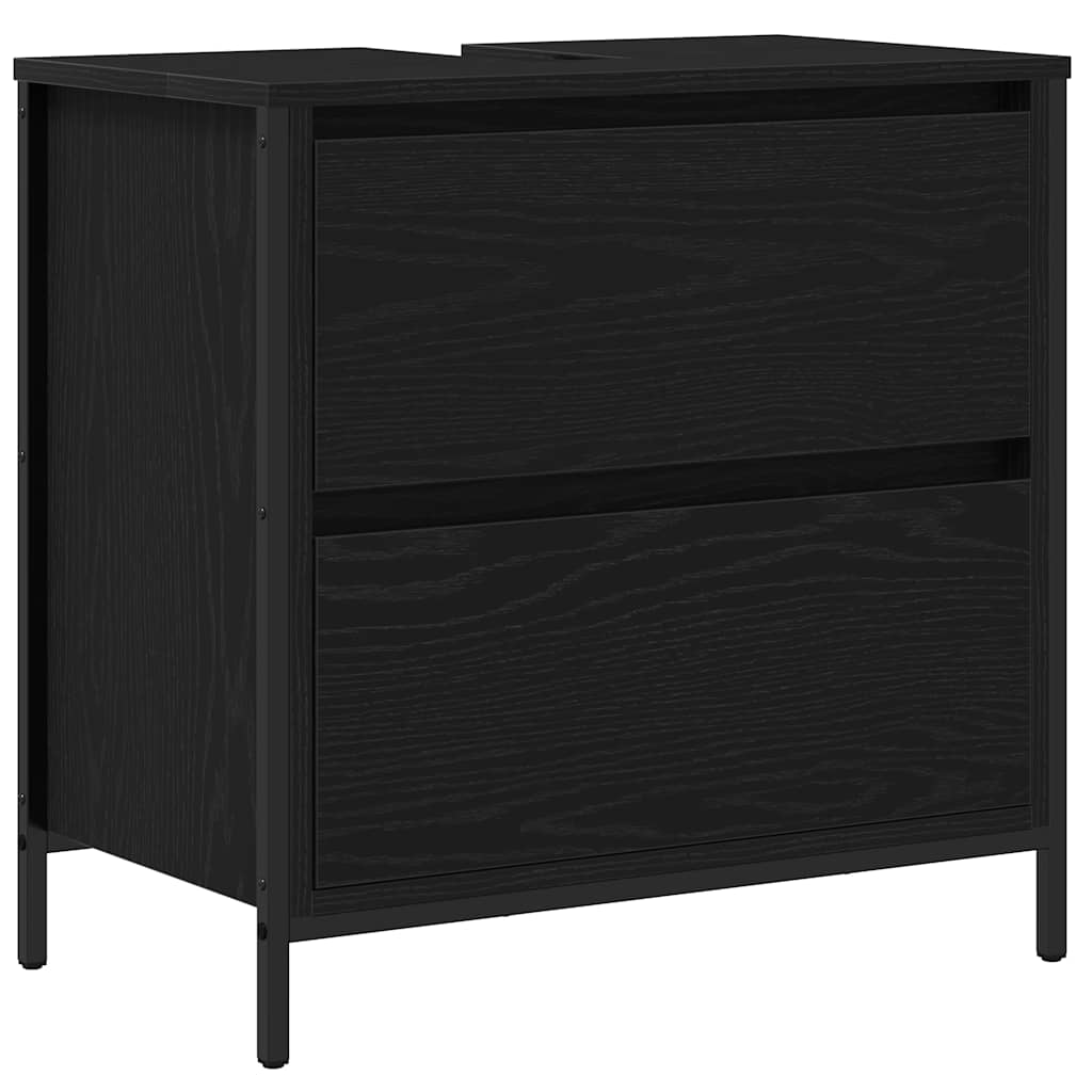 2-delige Badkamermeubelset bewerkt hout zwart eikenhout is nu te koop bij PeponiXL, paradijselijk wonen!