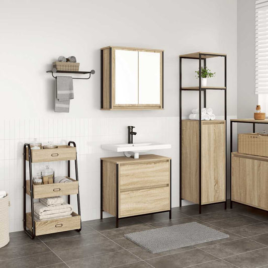 2-delige Badkamermeubelset bewerkt hout sonoma eikenkleurig is nu te koop bij PeponiXL, paradijselijk wonen!