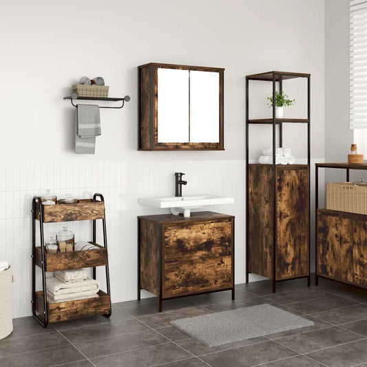 2-delige Badkamermeubelset bewerkt hout gerookt eikenkleurig is nu te koop bij PeponiXL, paradijselijk wonen!