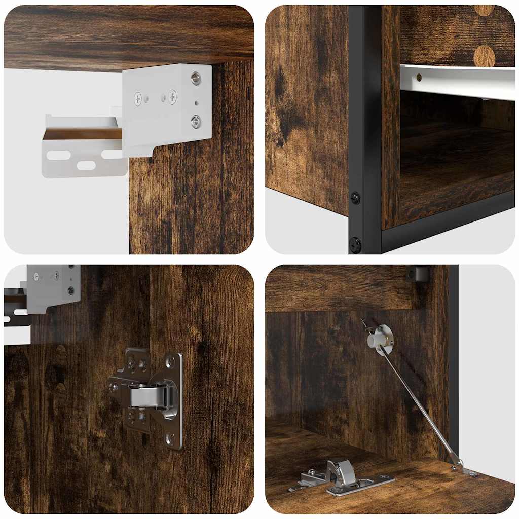 Badkamermeubelset met plank met opslag 5 pcs Bruin Bewerkt hout is nu te koop bij PeponiXL, paradijselijk wonen!