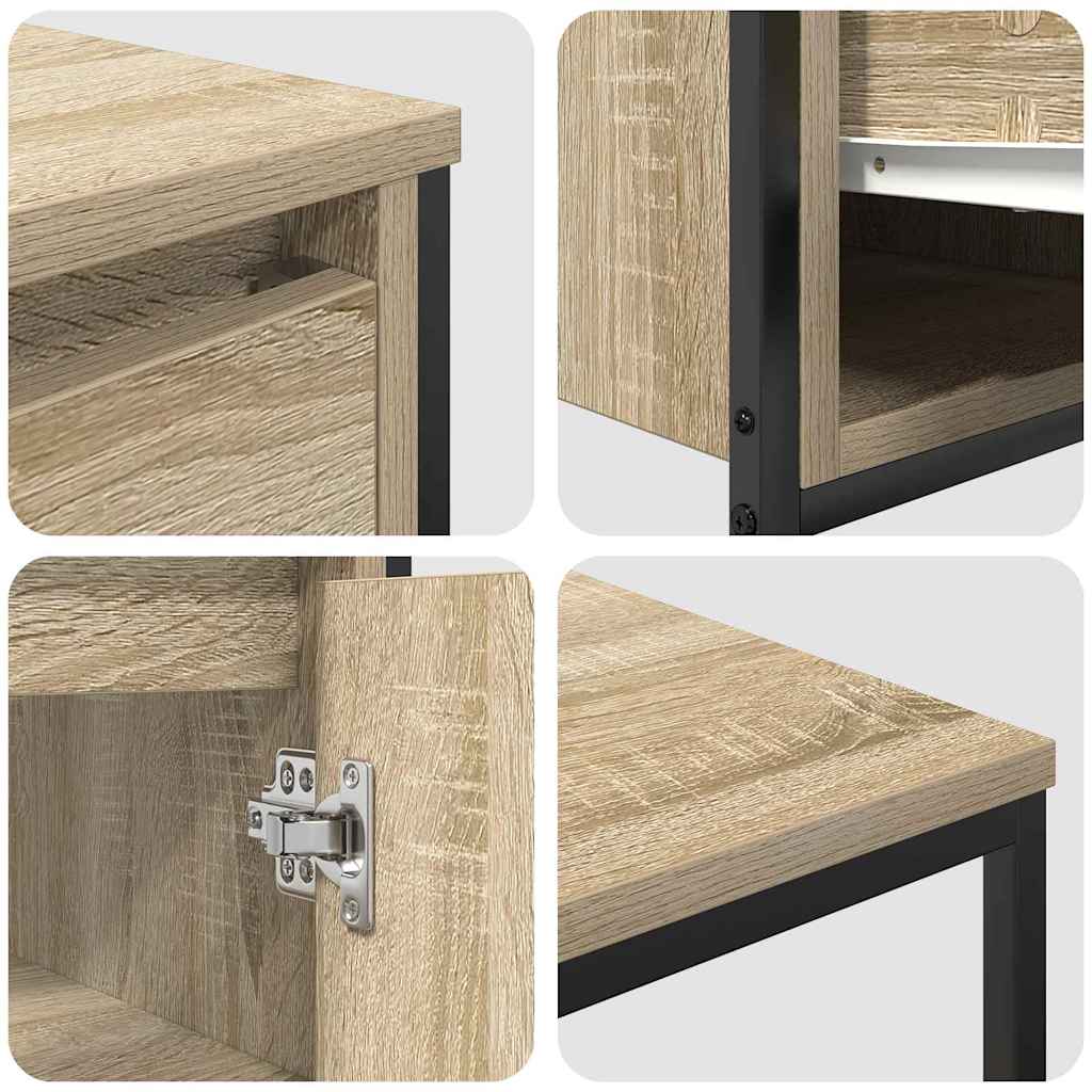 Badkamermeubelset 2 pcs Sonoma Eiken en Zwart Bewerkt hout is nu te koop bij PeponiXL, paradijselijk wonen!