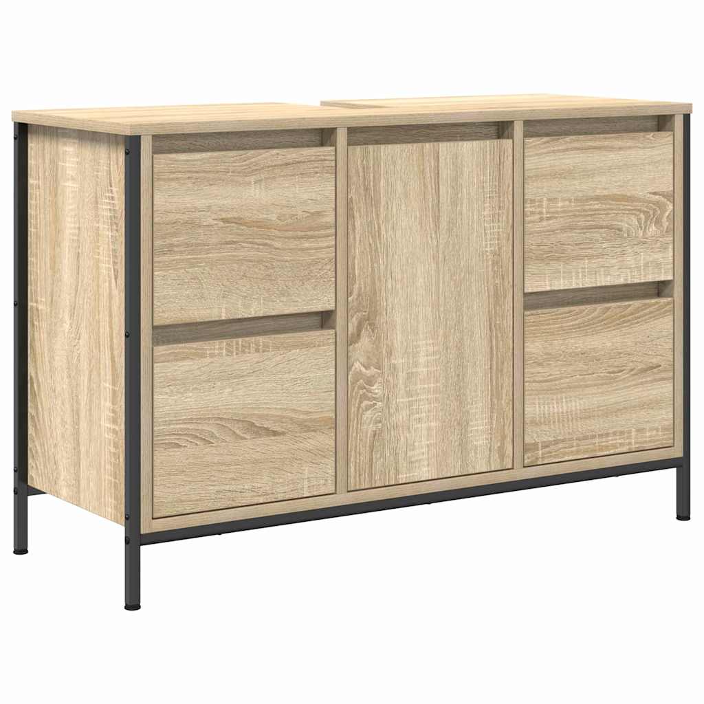 Badkamermeubelset 2 pcs Sonoma Eiken en Zwart Bewerkt hout is nu te koop bij PeponiXL, paradijselijk wonen!