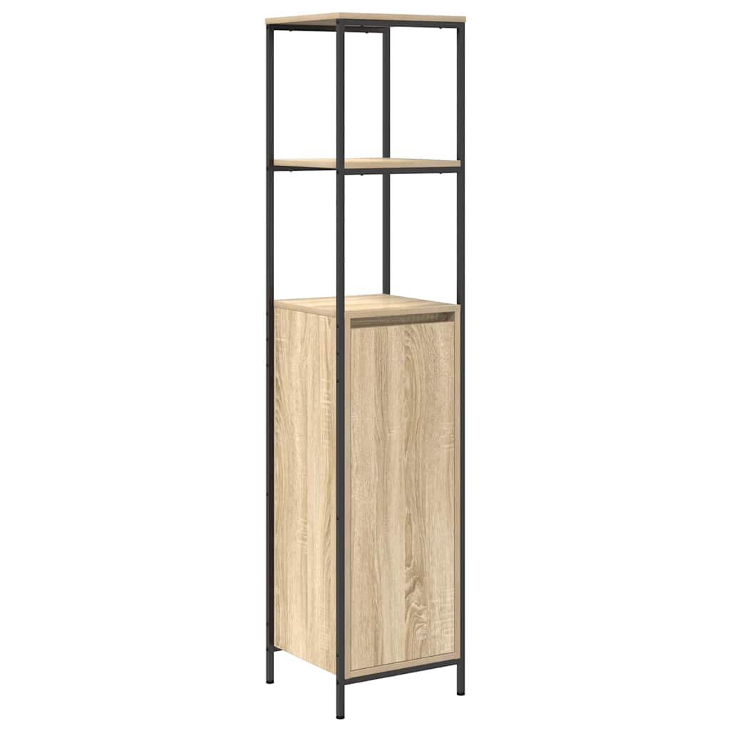 Badkamermeubelset met lade met plank 3 pcs Sonoma eik en Zwart is nu te koop bij PeponiXL, paradijselijk wonen!