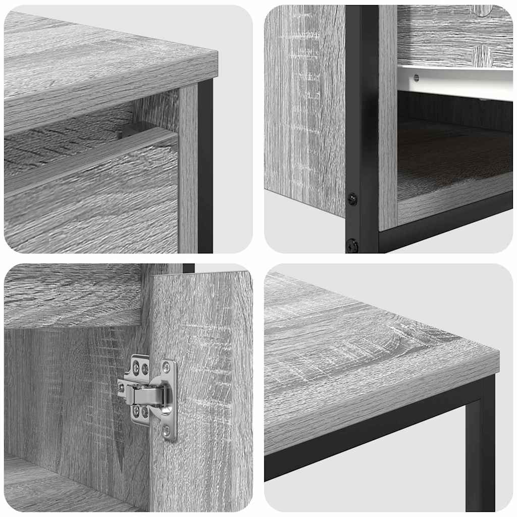 Badkamermeubelset met lade 2 pcs Grijs sonoma en Zwart is nu te koop bij PeponiXL, paradijselijk wonen!