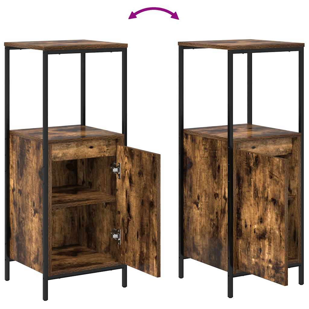 Badkamermeubelset 3 pcs Gerookt Eiken en Zwart Bewerkt hout is nu te koop bij PeponiXL, paradijselijk wonen!