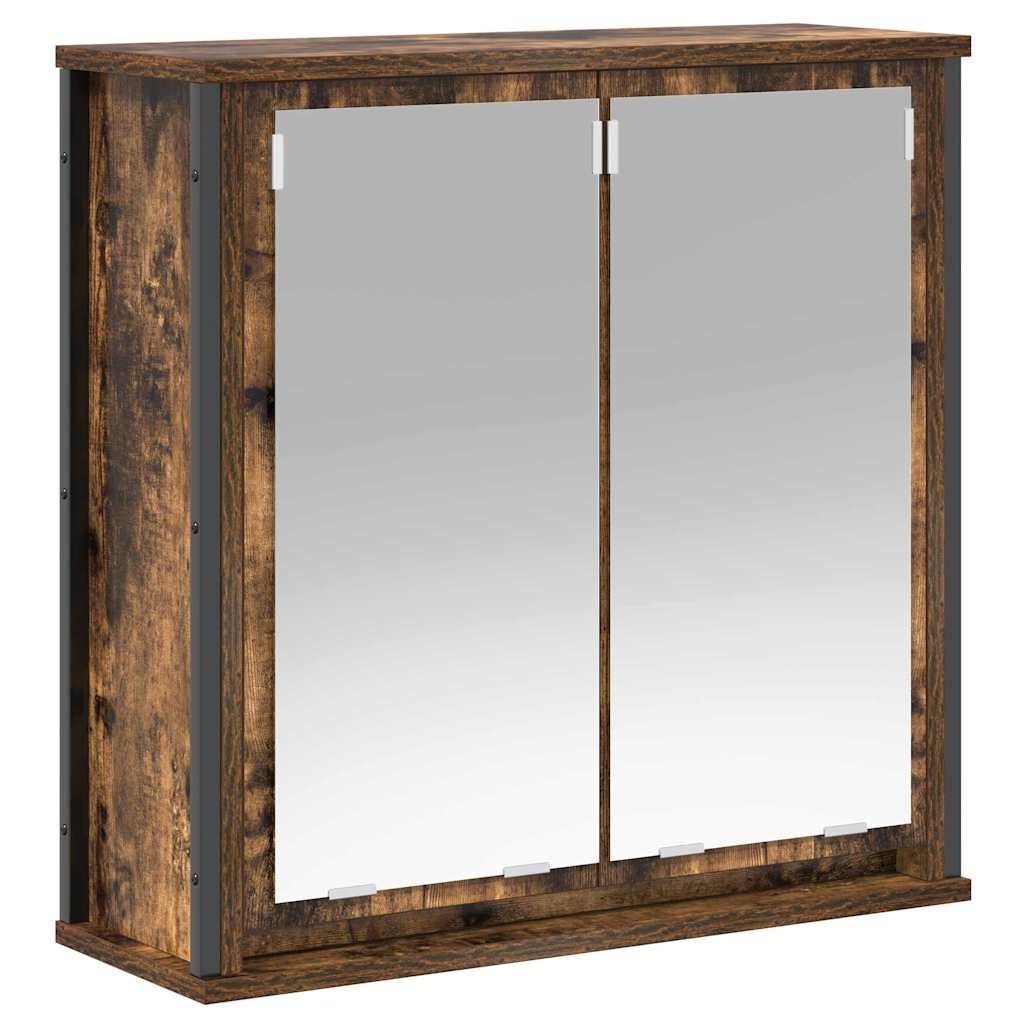 Badkamermeubelset 5 pcs Gerookt Eiken en Zwart Bewerkt hout is nu te koop bij PeponiXL, paradijselijk wonen!