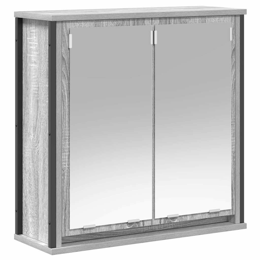 Badkamermeubelset 5 pcs Grijs Sonoma en Zwart Bewerkt hout is nu te koop bij PeponiXL, paradijselijk wonen!